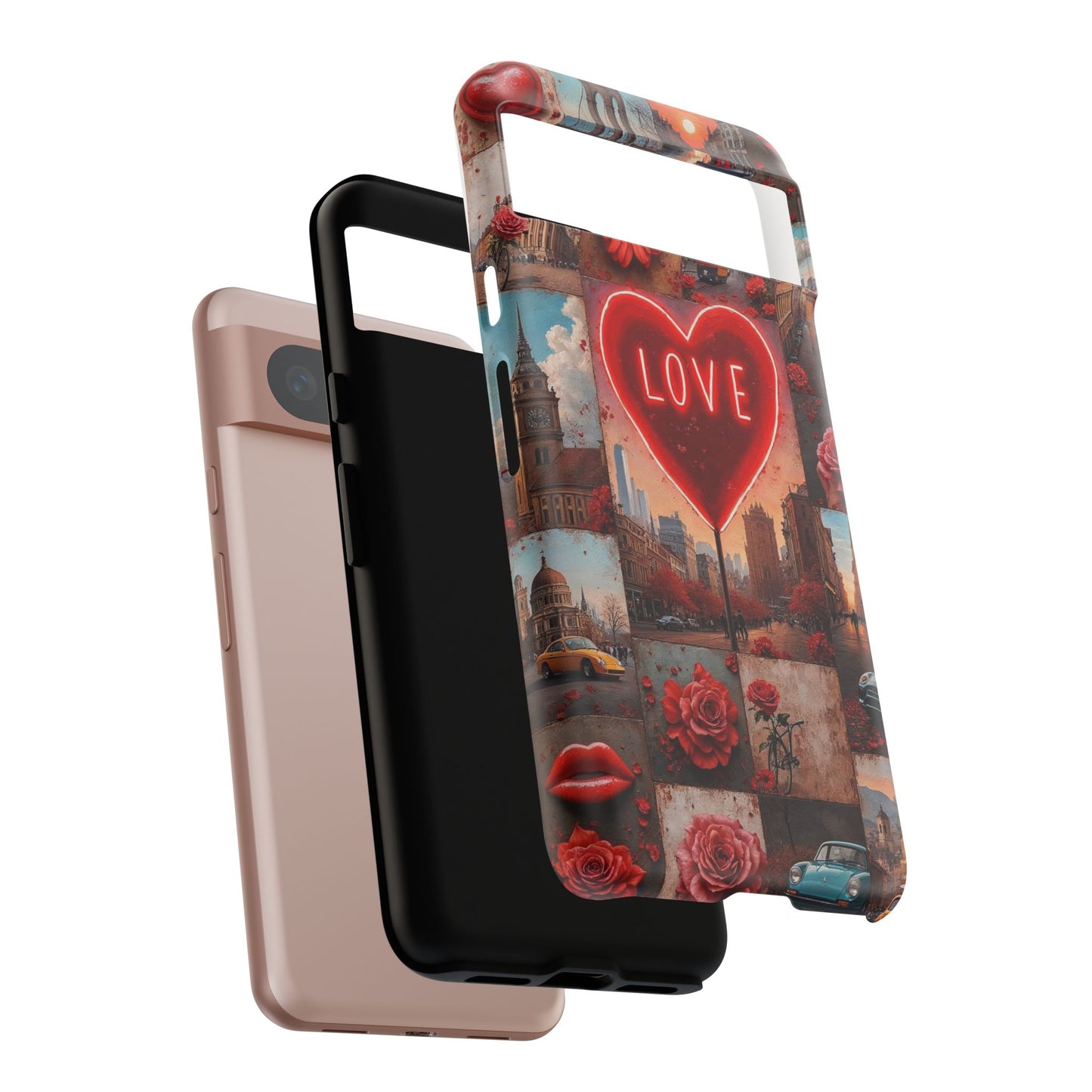 Neon Love Heart & Rose Phone Case
