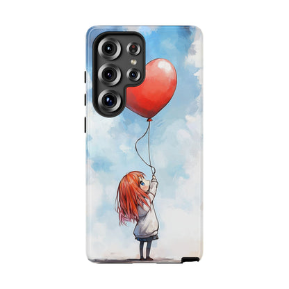 Anime Girl with Heart Balloon Phone Case – Cute & Inspirational Design for iPhone, Google Pixel & Samsung