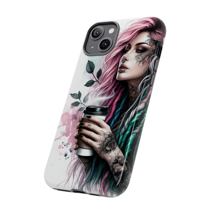 Boho Rebel – Vibrant Dreadlocks & Tattooed Coffee Lover Mobile Cover
