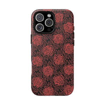 Red roses abstract geometric seamless pattern design