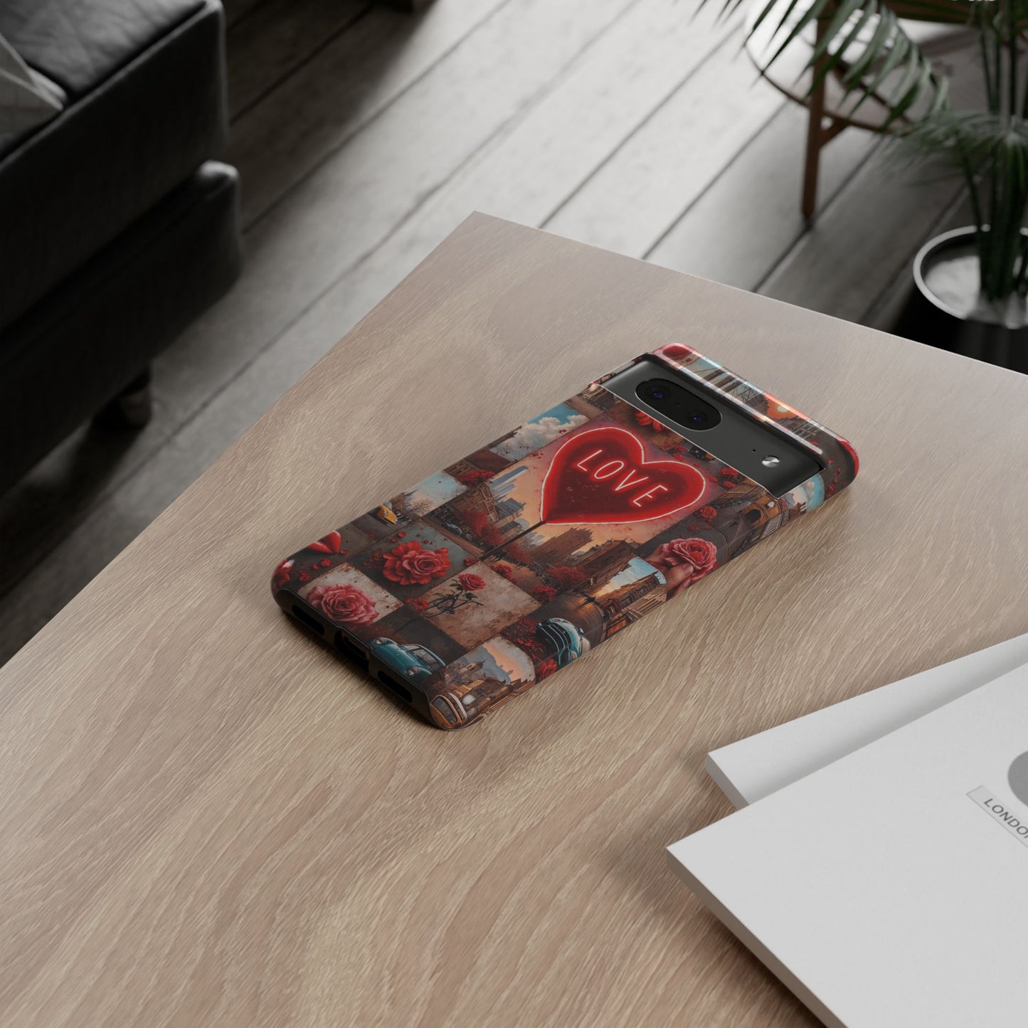 Neon Love Heart & Rose Phone Case