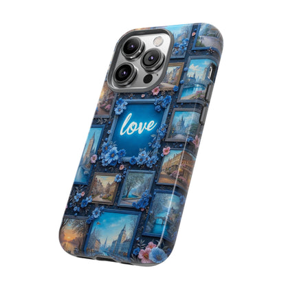 Blue Floral Love Frame Phone Case