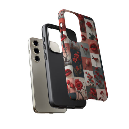 Red Flowers & Lips Collage Phone Case