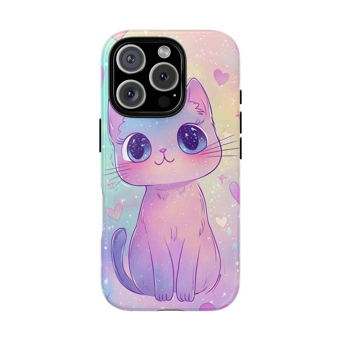 Cosmic Cat Phone Case – Sparkly Anime Aesthetic for iPhone, Google Pixel & Samsung