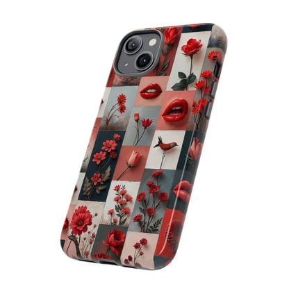 Red Flowers & Lips Collage Phone Case