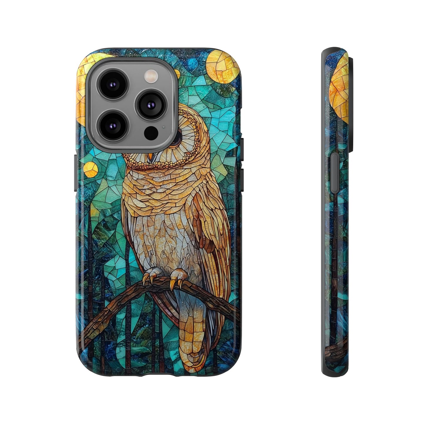 Nocturnal Wisdom – Stained Glass Owl Phone Case for iPhone, Samsung & Pixel