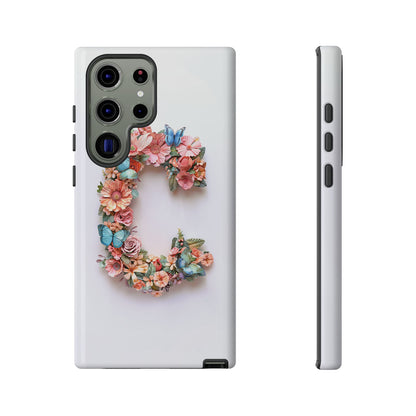 Floral Letter C Phone Case – Personalized Aesthetic Cover for iPhone, Samsung & Google Pixel