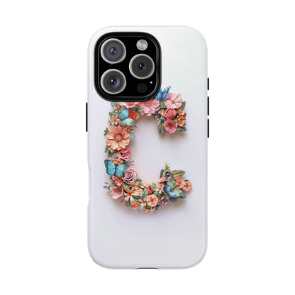Floral Letter C Phone Case – Personalized Aesthetic Cover for iPhone, Samsung & Google Pixel