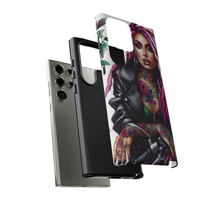 Neon Rebel – Vibrant Biker Queen Mobile Cover