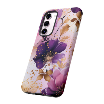 Luxury Purple & Gold Floral Aesthetic Mobile Case