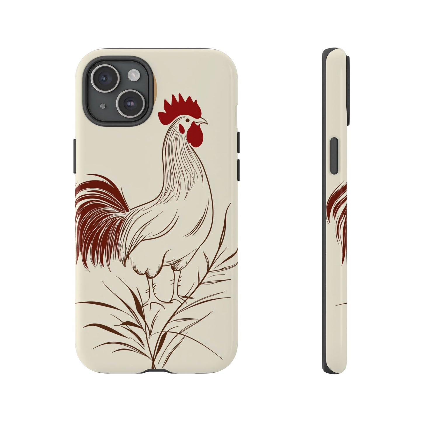 Golden Dawn Rooster: Minimalist Farmstead Charm Case for iPhone, Samsung & Pixel