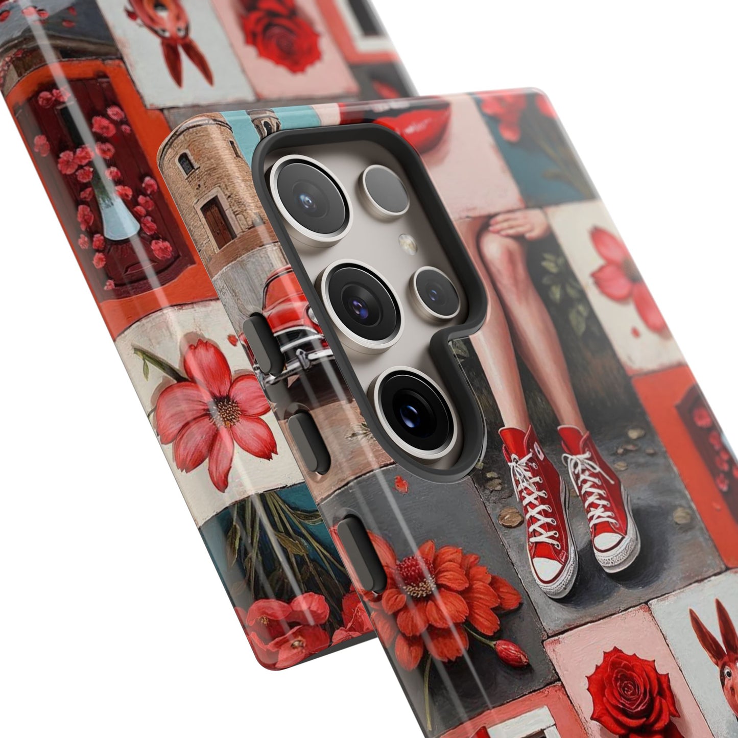 Red Sneakers & Roses Collage Phone Case