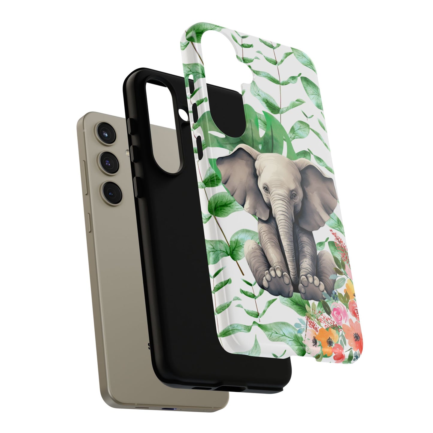 Cute Baby Elephant Mobile Cover – Floral & Tropical Aesthetic