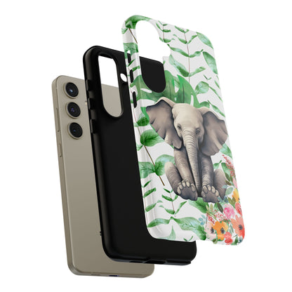 Cute Baby Elephant Mobile Cover – Floral & Tropical Aesthetic
