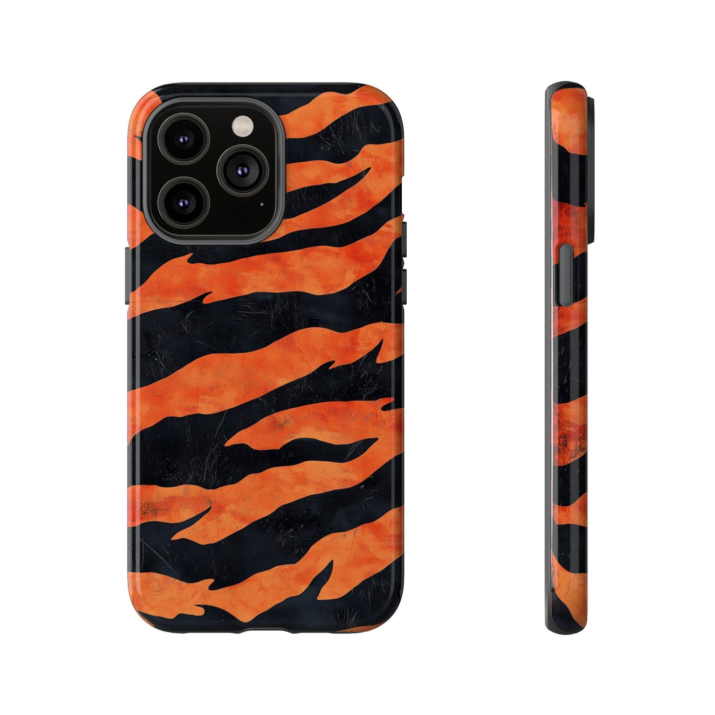 Burnt Orange & Black Tiger Stripes Phone Case for iPhone, Samsung & Google Pixel