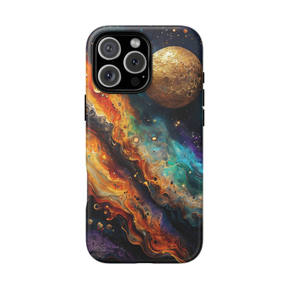 Cosmic Abstract Artwork With Dynamic Swirling Fluid Patterns phone case design.