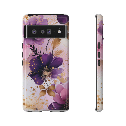 Luxury Purple & Gold Floral Aesthetic Mobile Case