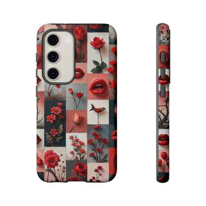 Red Flowers & Lips Collage Phone Case