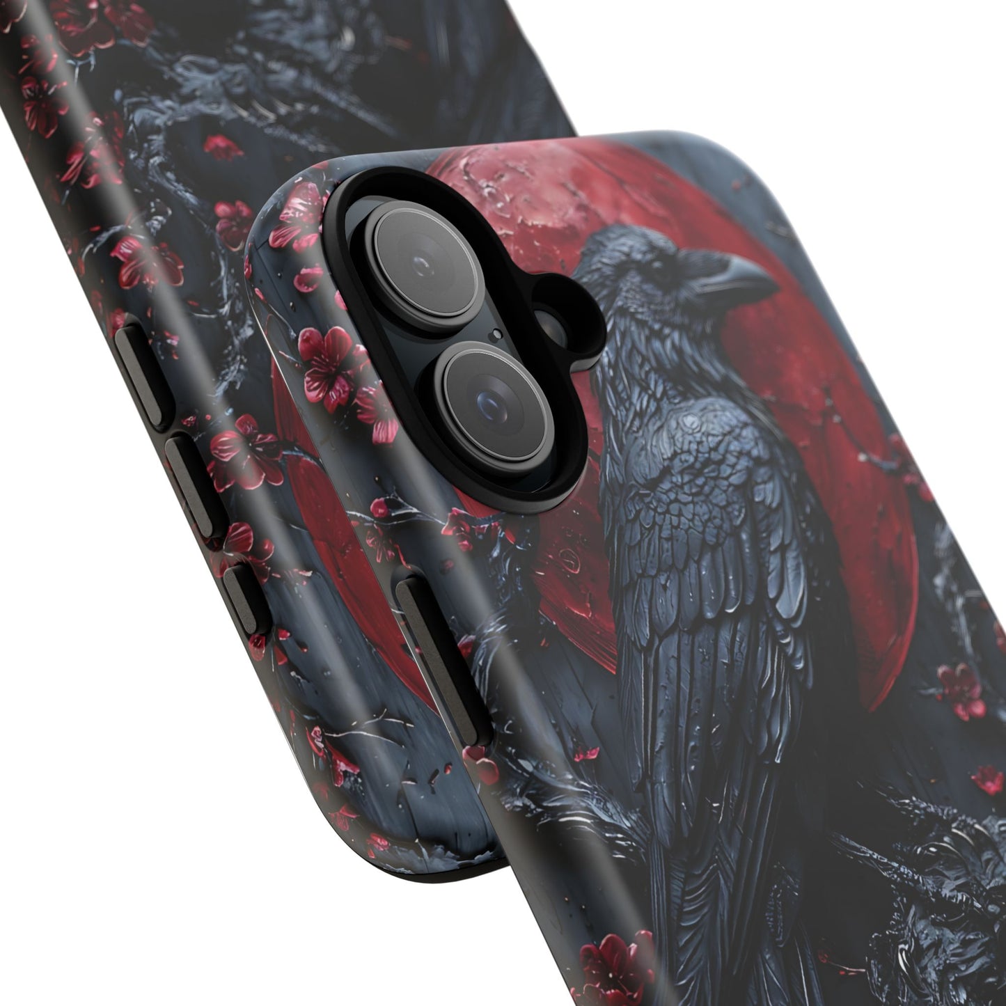 Gothic Sculpture Of Raven On Charcoal Tree Branch phone case design