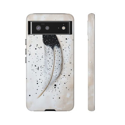 Elegant Owl Feather Phone Case – Black & White for iPhone, Samsung & Google Pixel