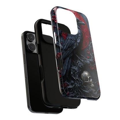 Gothic Sculpture Of Raven On Charcoal Tree Branch phone case design