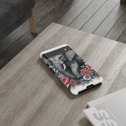 Mandala Elephant Mobile Cover – Elegant Black & White Floral Art
