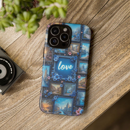 Blue Floral Love Frame Phone Case