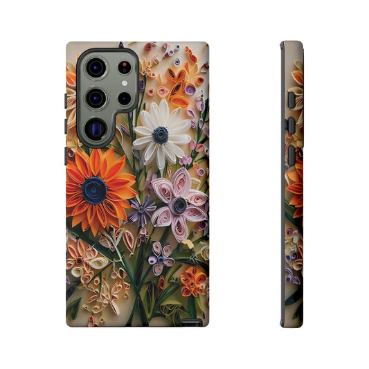 Intricate Quilled Floral Artwork In Vibrant Colors phone case design.
