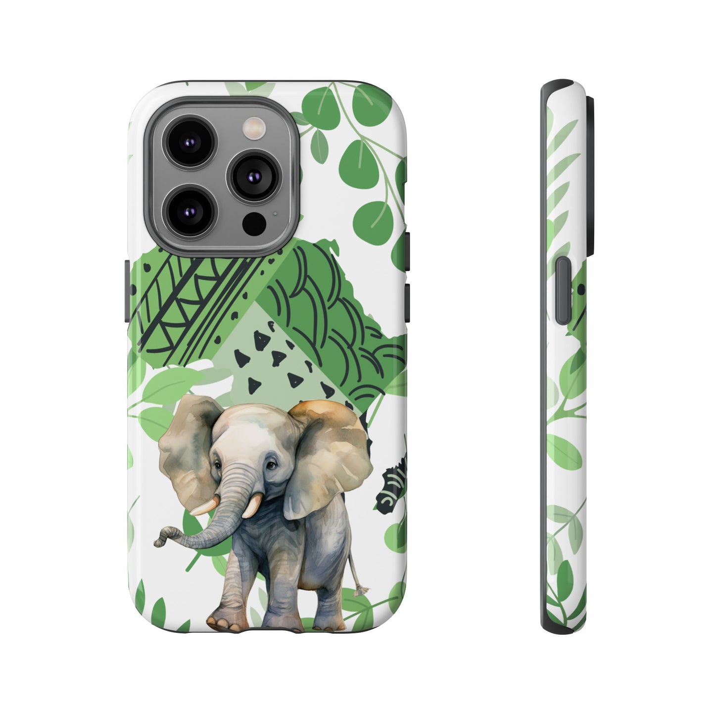 Playful Baby Elephant Mobile Cover – Tropical Boho Art