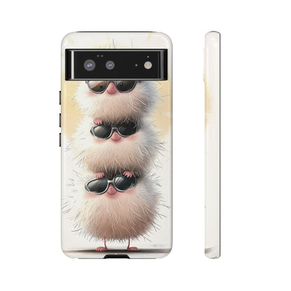 Fluffy Stack Anime Phone Case – Cute Furry Creatures with Sunglasses, Kawaii Aesthetic Design for iPhone, Samsung & Google Pixel