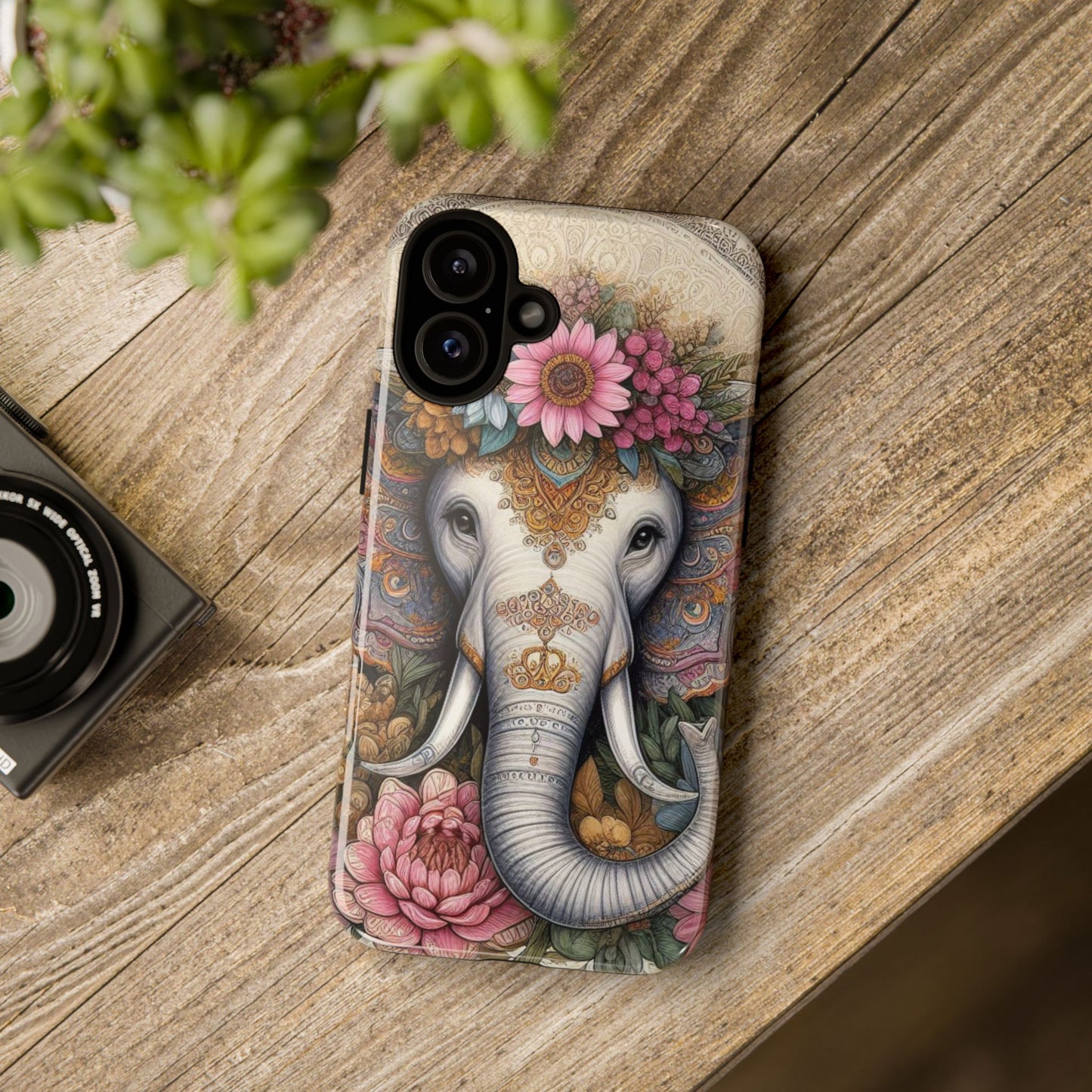 Elegant Floral Elephant Mobile Cover – Royal Mandala Art