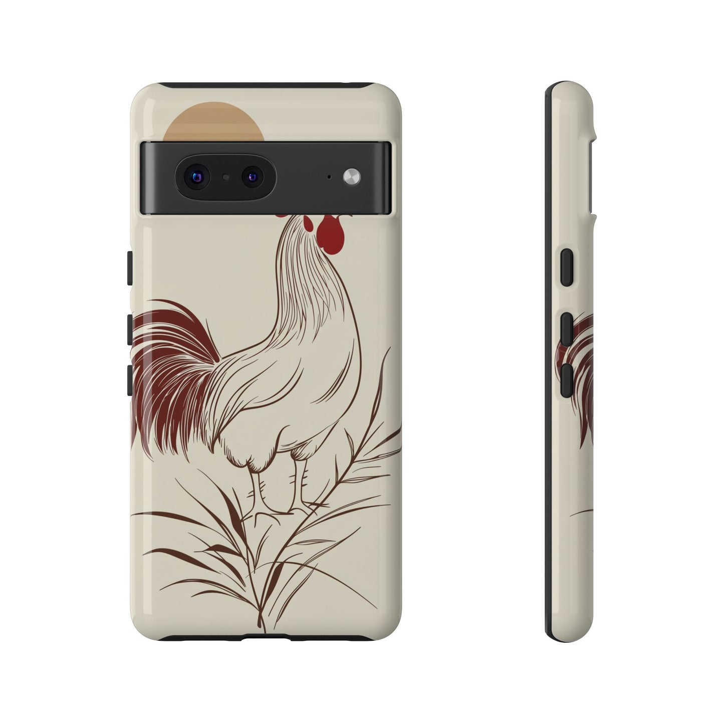 Golden Dawn Rooster: Minimalist Farmstead Charm Case for iPhone, Samsung & Pixel