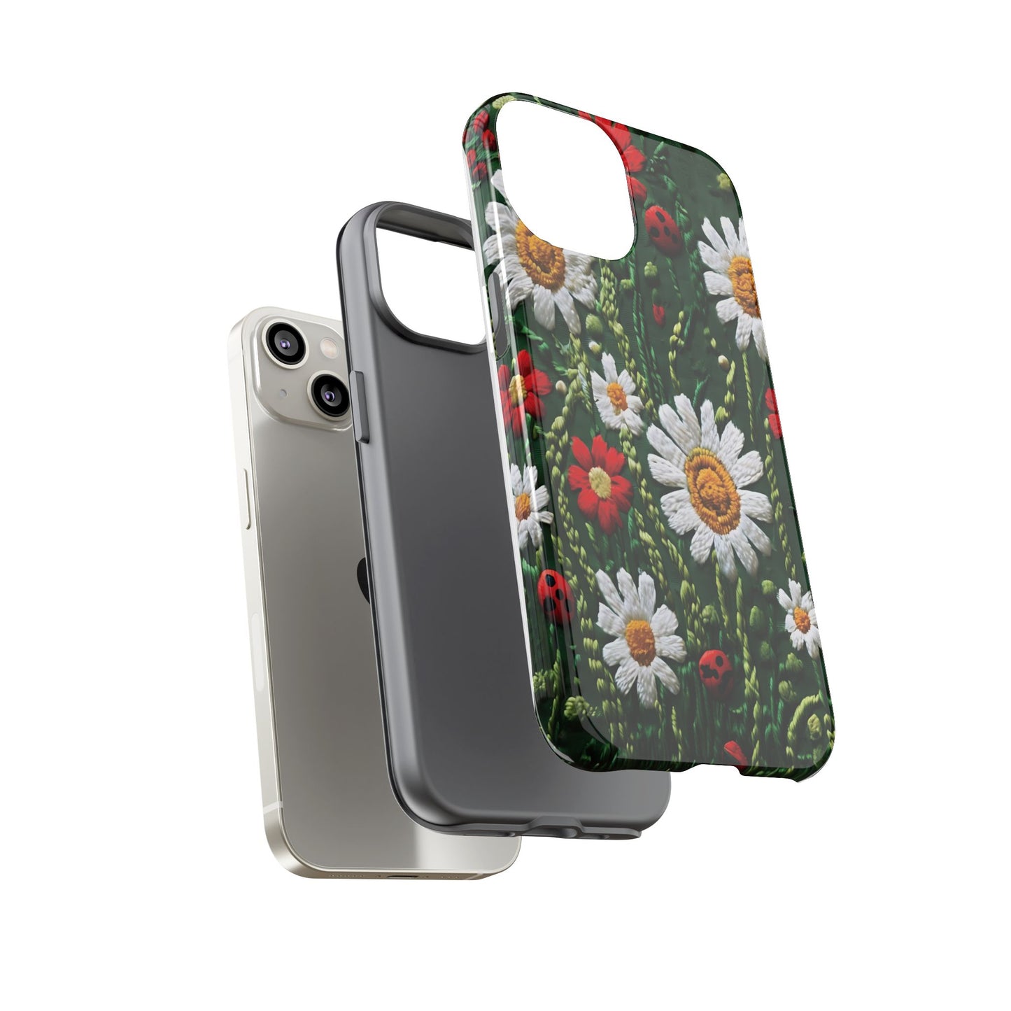 Knitted Pattern With Diamonds And Festive Motifs On Navy phone case design.