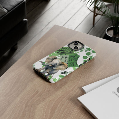 Playful Baby Elephant Mobile Cover – Tropical Boho Art