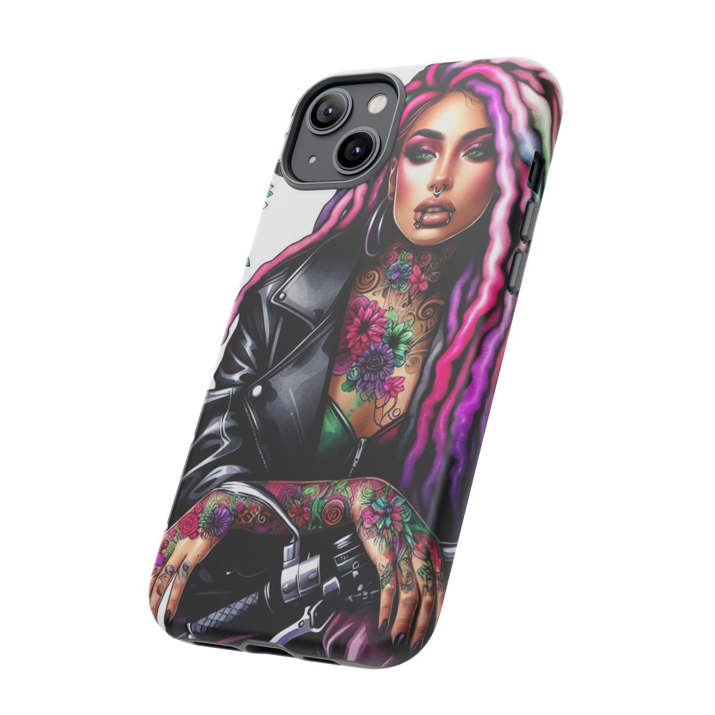 Neon Rebel – Vibrant Biker Queen Mobile Cover