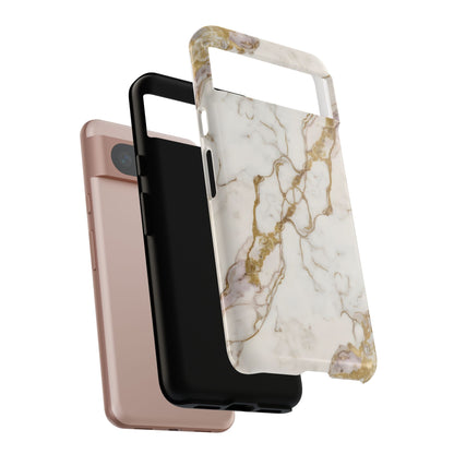 Elegant White and Gold Marble Case Design