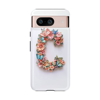 Floral Letter C Phone Case – Personalized Aesthetic Cover for iPhone, Samsung & Google Pixel