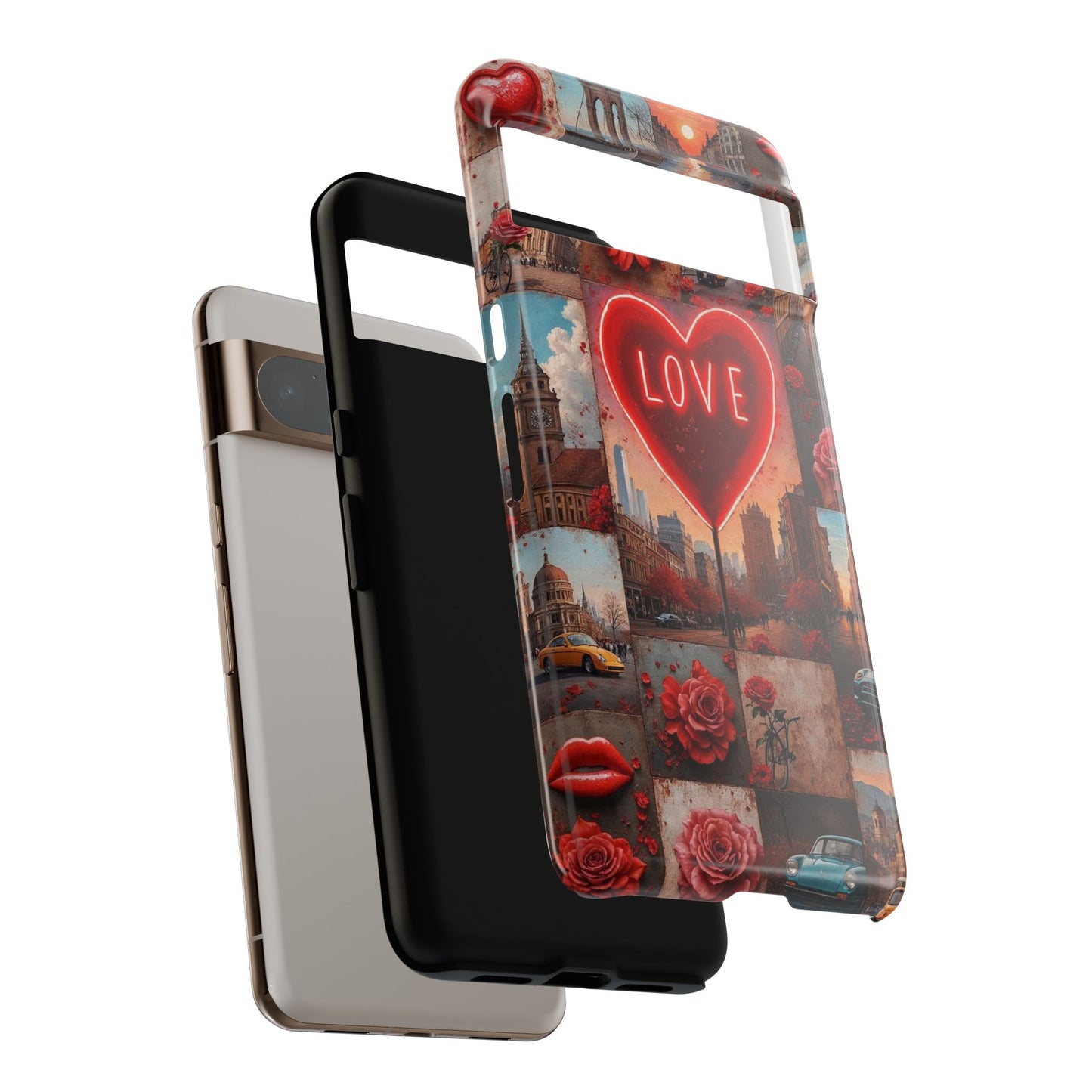 Neon Love Heart & Rose Phone Case