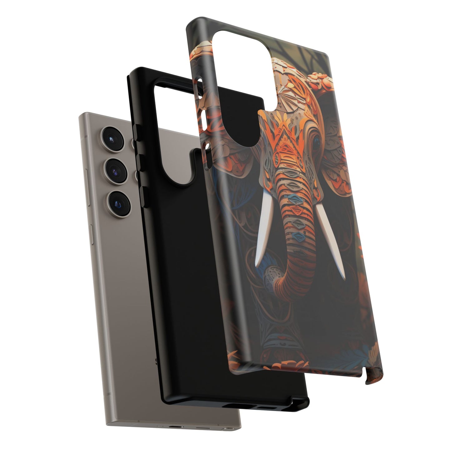 Elegant Artistic Elephant Mobile Cover – Intricate Paper-Cut Design