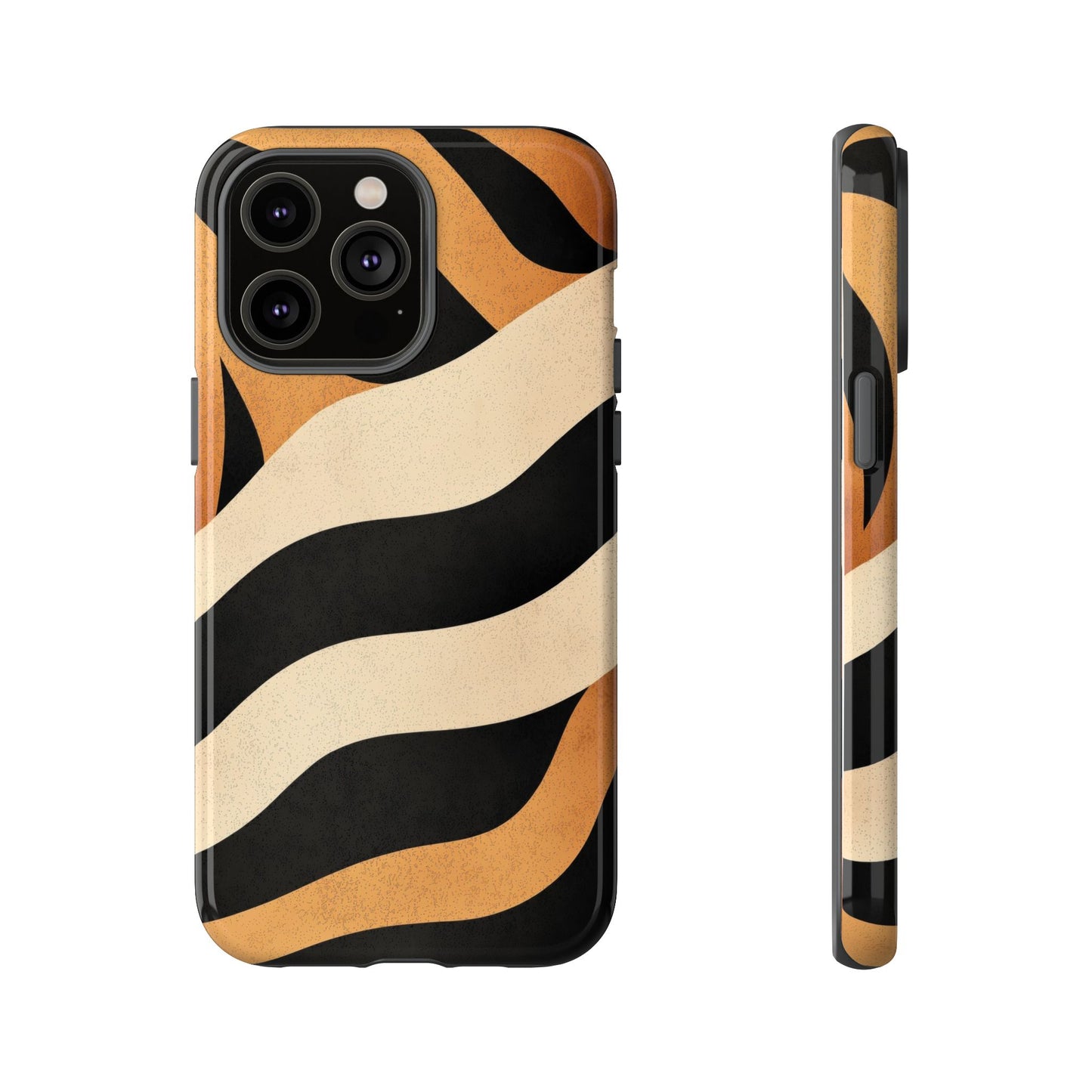 Bold Tiger Stripes Phone Case – Black, Orange & Cream Perfect for iPhone, Samsung & Google Pixel