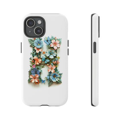 Floral Letter H Phone Case – Personalized Aesthetic Cover for iPhone, Samsung & Google Pixel