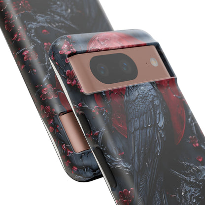 Gothic Sculpture Of Raven On Charcoal Tree Branch phone case design