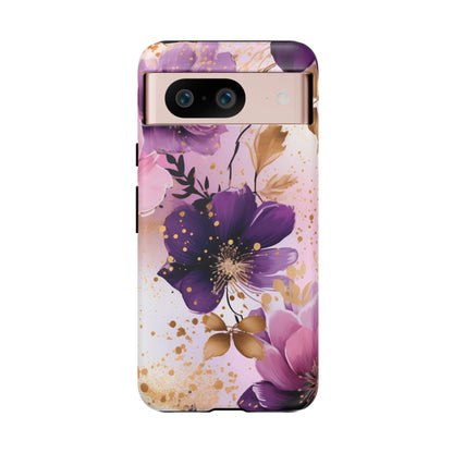 Luxury Purple & Gold Floral Aesthetic Mobile Case