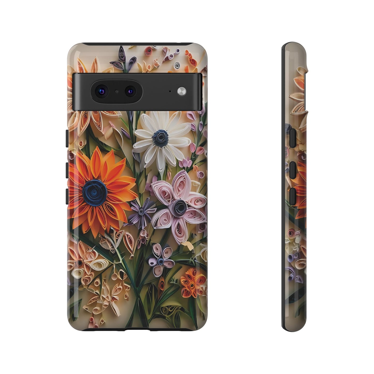 Intricate Quilled Floral Artwork In Vibrant Colors phone case design.