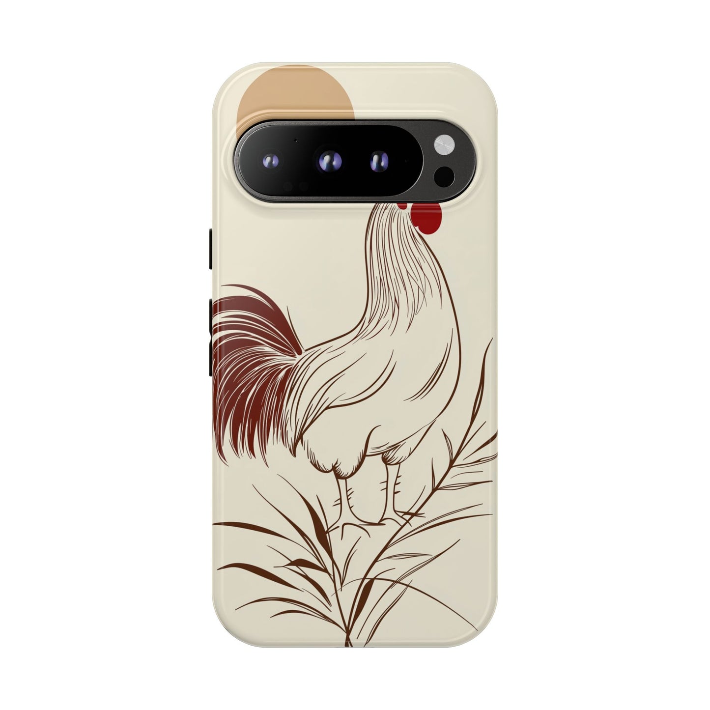 Golden Dawn Rooster: Minimalist Farmstead Charm Case for iPhone, Samsung & Pixel