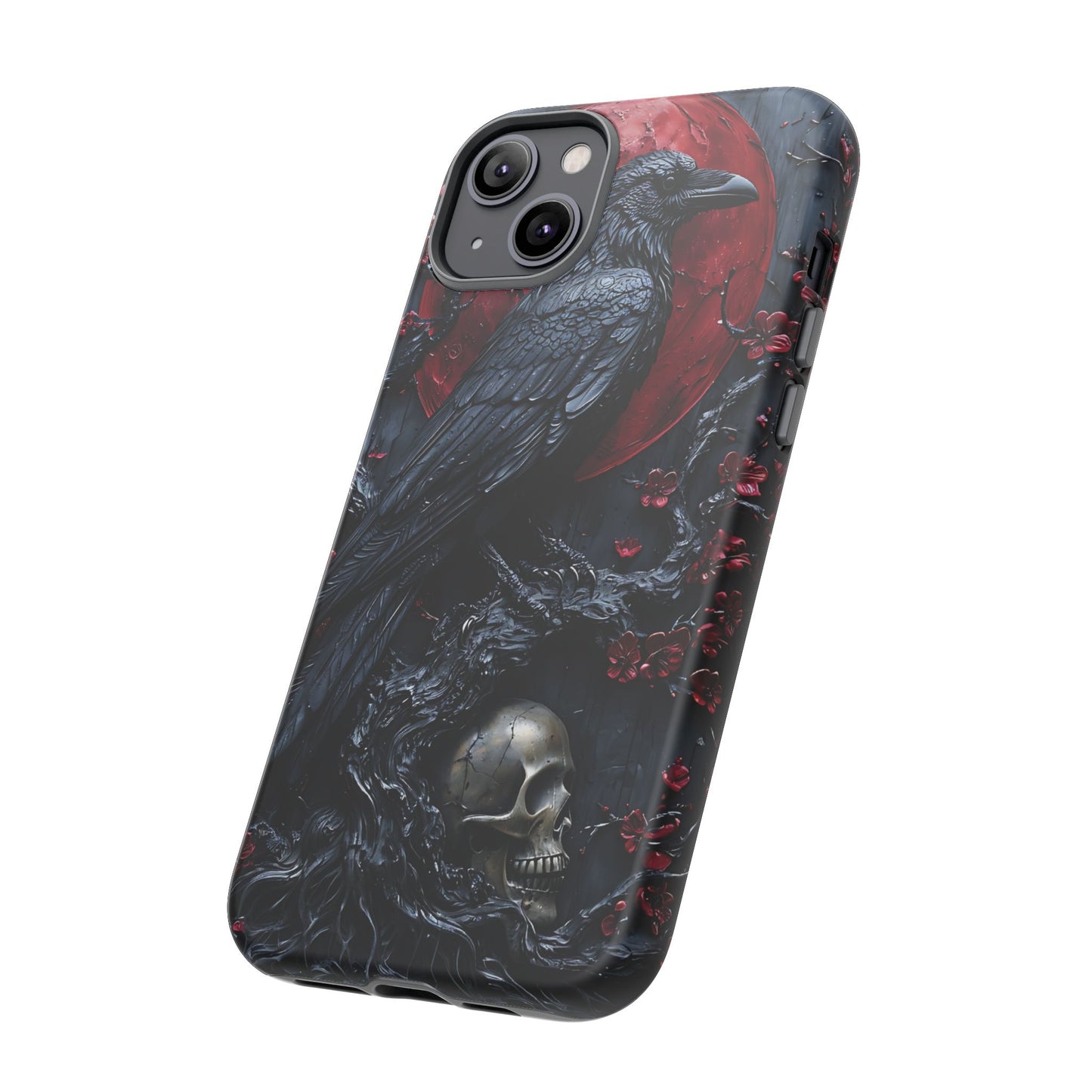 Gothic Sculpture Of Raven On Charcoal Tree Branch phone case design