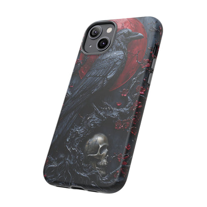 Gothic Sculpture Of Raven On Charcoal Tree Branch phone case design