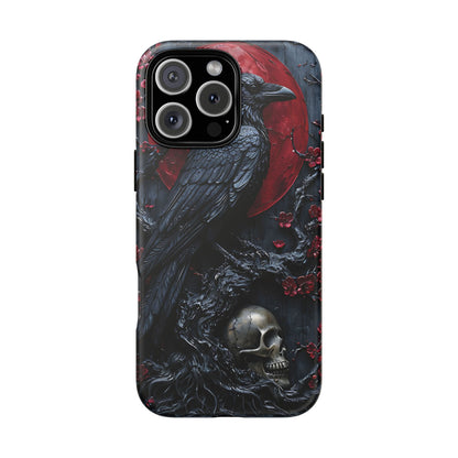 Gothic Sculpture Of Raven On Charcoal Tree Branch phone case design