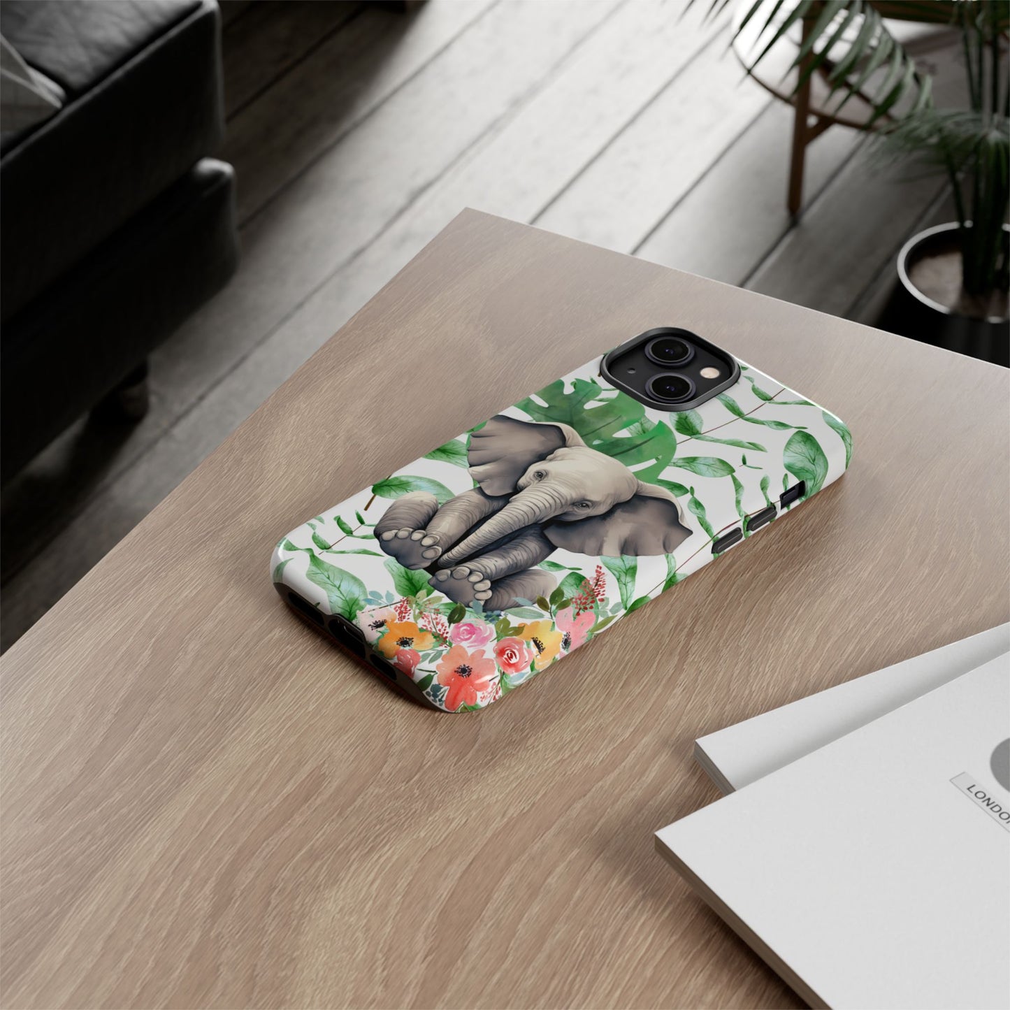 Cute Baby Elephant Mobile Cover – Floral & Tropical Aesthetic
