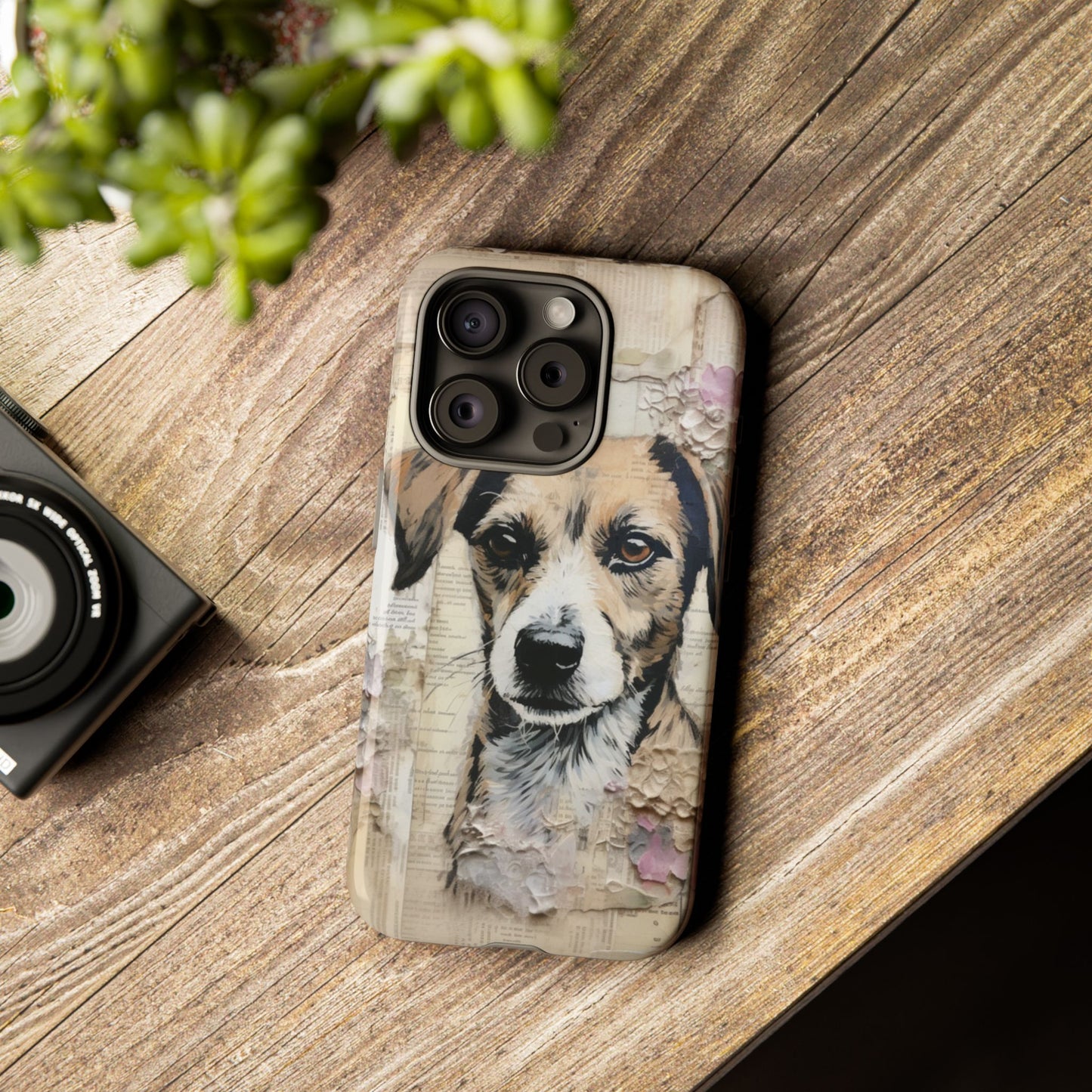 Vintage Collage Dog Portrait Mobile Cover – Artistic Mixed Media Design
